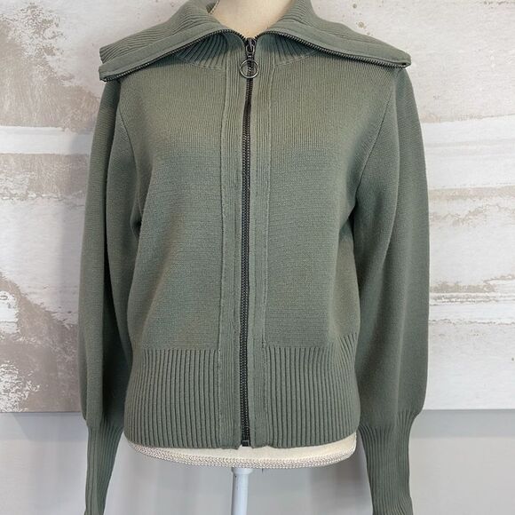 ZARA ZIPPERED HIGH COLLAR KNIT JACKET - Picture 2 of 7